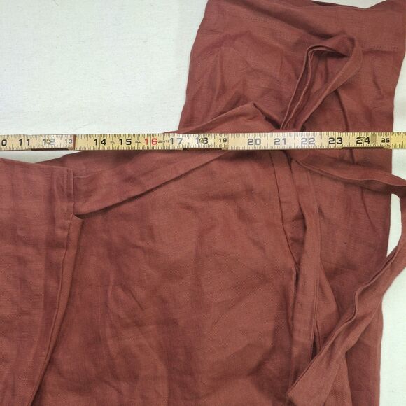 Free Label Sz 2XL 100% Linen Reese Wrap Pants Tie Waist Wide Leg Rust Orange - Picture 7 of 9